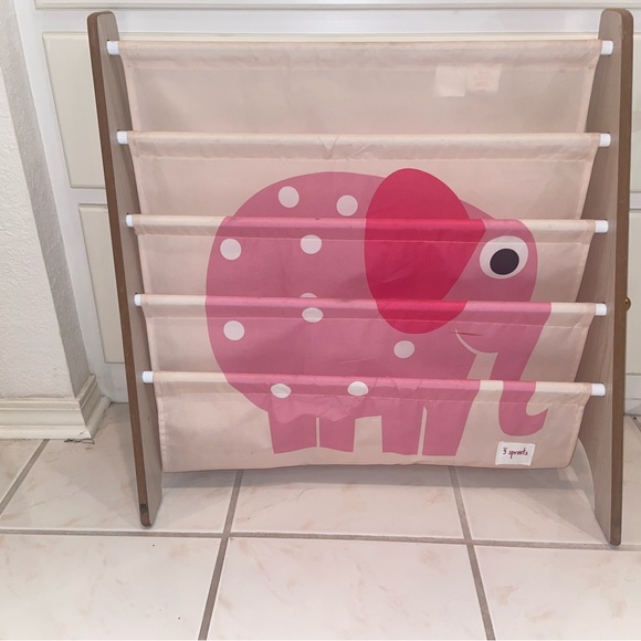 3 Sprouts Pink Elephant Book Rack - Picture 3 of 4